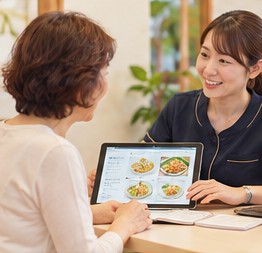 食事と生活を一緒に振り返る様子(イメージ)